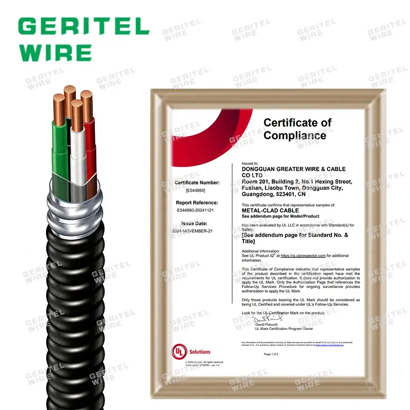 14/4 MC cable with PVC jacket and ground