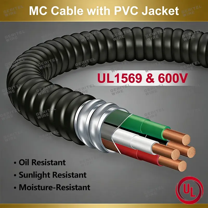 galvanized steel armor PVC jacketed MC cable