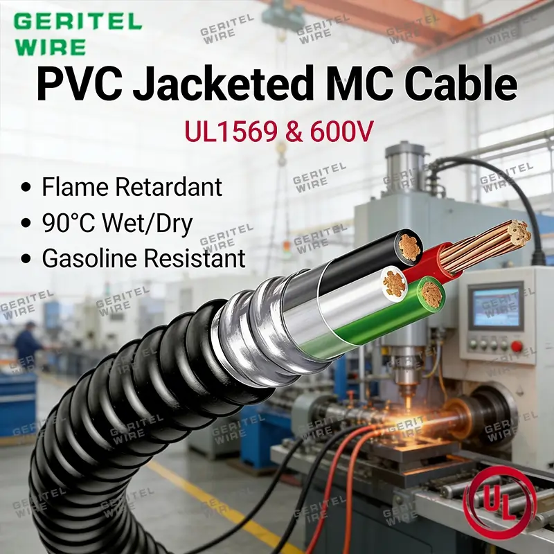 PVC Jacketed MC Cable for Data Centers, Hospitals, and Industrial Facilities