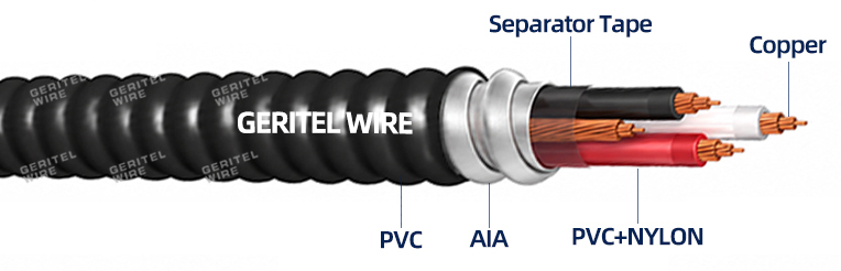 PVC Jacketed MC metal clad cable