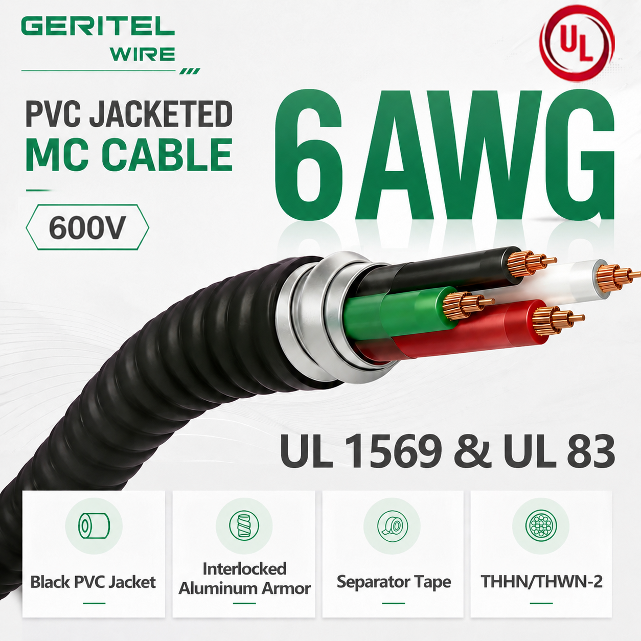 FOR WET BASEMENT SUBPANEL BRANCH WIRING：6AWG THHN COPPER MC CABLE