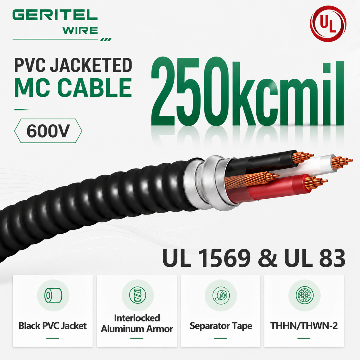 250KCMIL THHN/THWN-2 MC CABLE FOR SHOPPING MALL CENTRAL POWER FEEDER LAYOUT