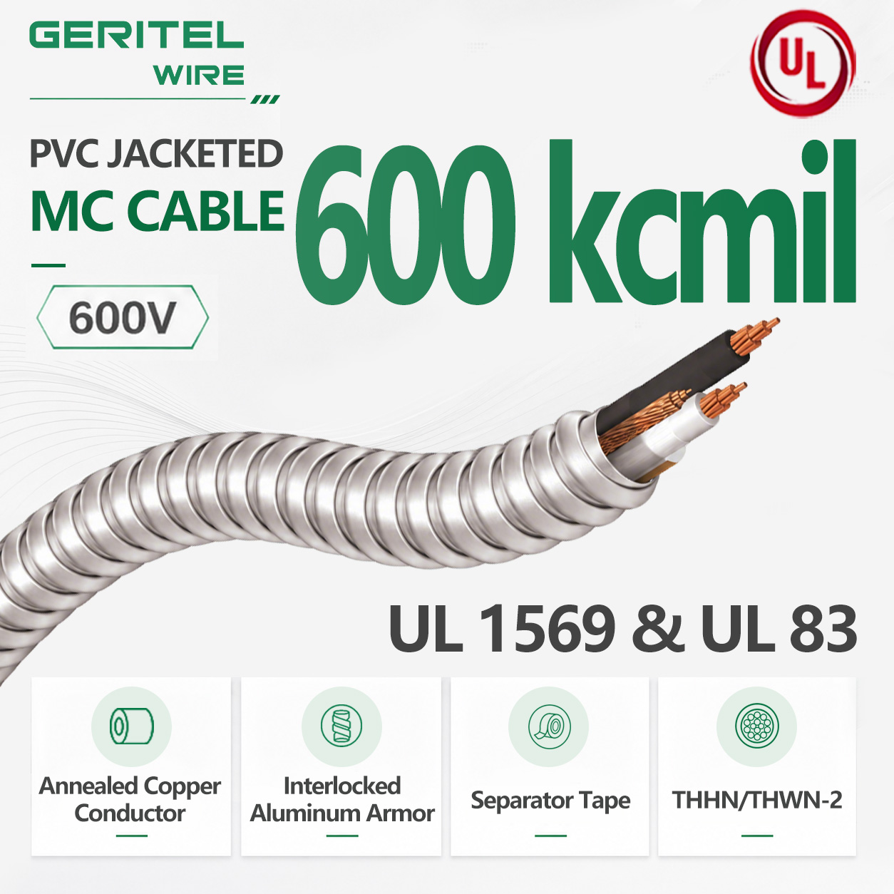Near the Top of the Ampacity Chart – 600 kcmil 600V Interlocked Aluminum MC Cable with THHN/THWN-2