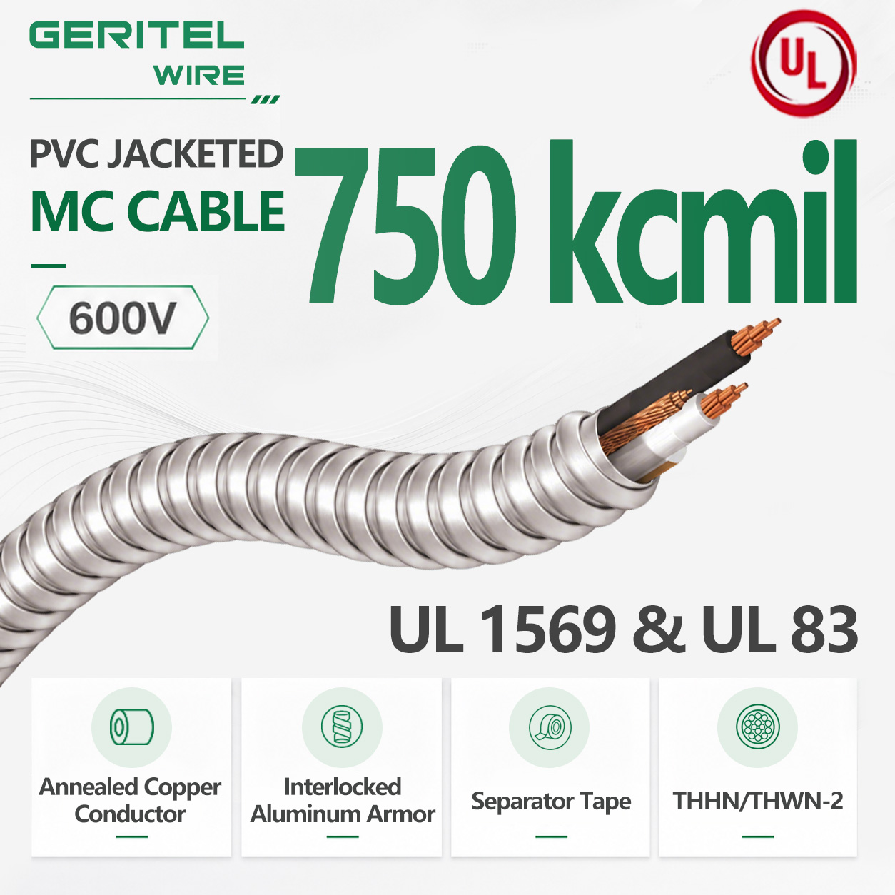 Utility-Grade Extreme Power – 750 kcmil 600V Interlocked Aluminum MC Cable with THHN/THWN-2