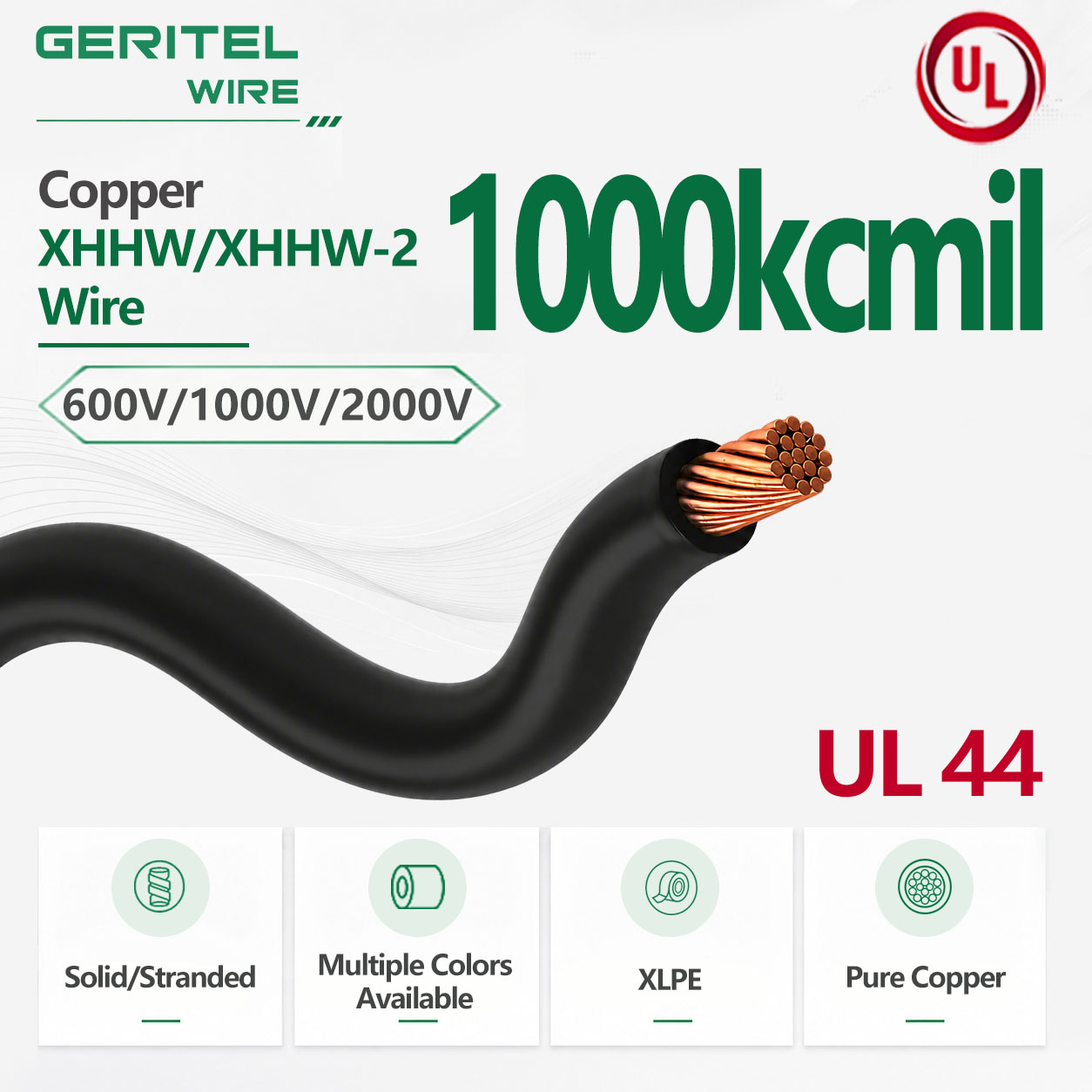 1000KCMIL UL44 Copper XHHW-2 Wire for Machine Tool Wiring