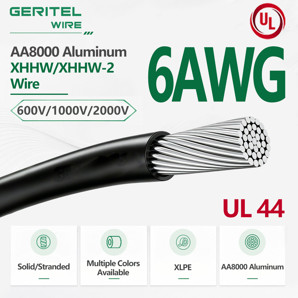 6 AWG XHHW/XHHW-2 DRY & WET LOCATION RATED AA8000 ALUMINUM WIRE FOR UNDERGROUND CONDUIT 