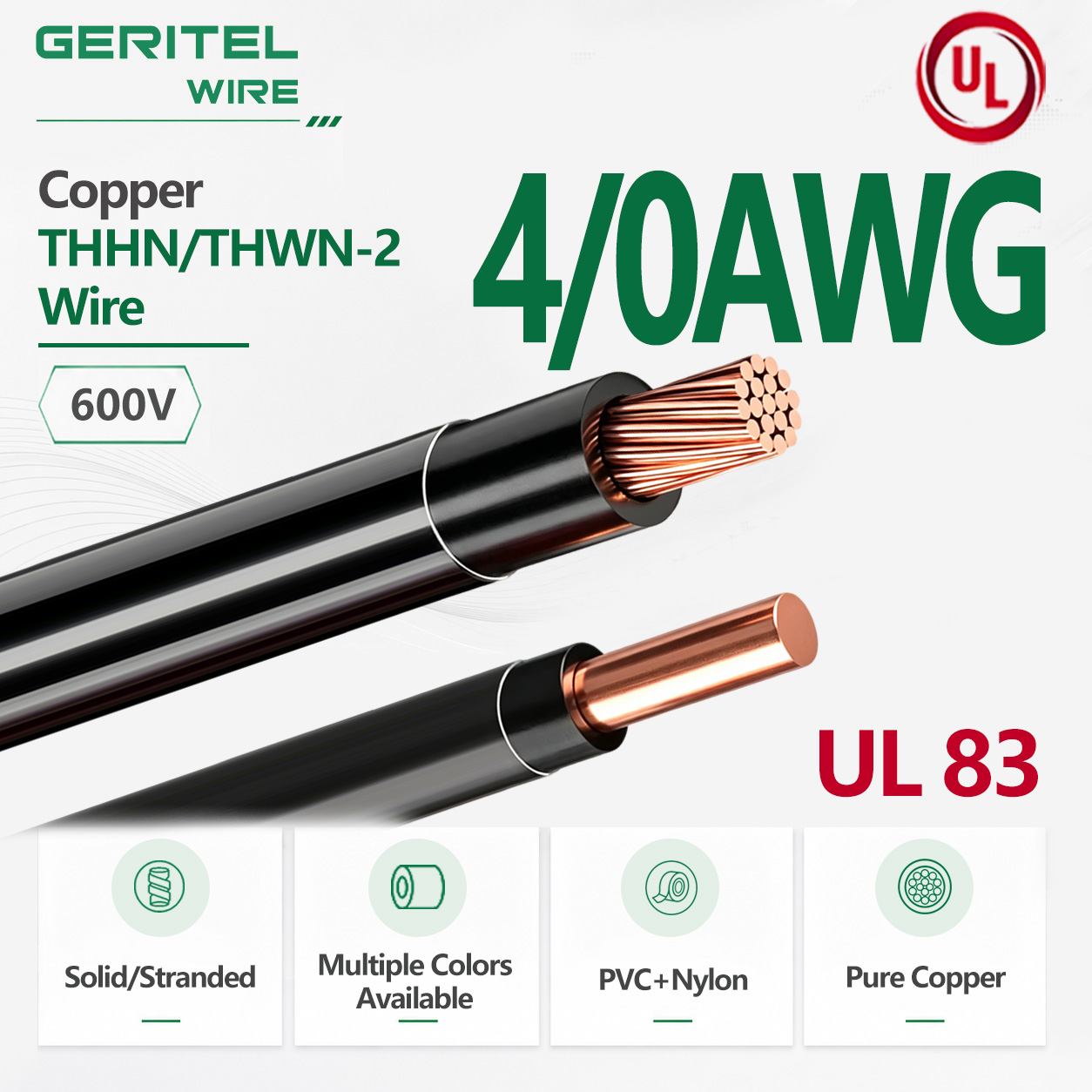 Ultimate‑Capacity 4/0 AWG Copper THHN/THWN‑2 Wire – Extreme Duty for Conduit, Service, and Underground