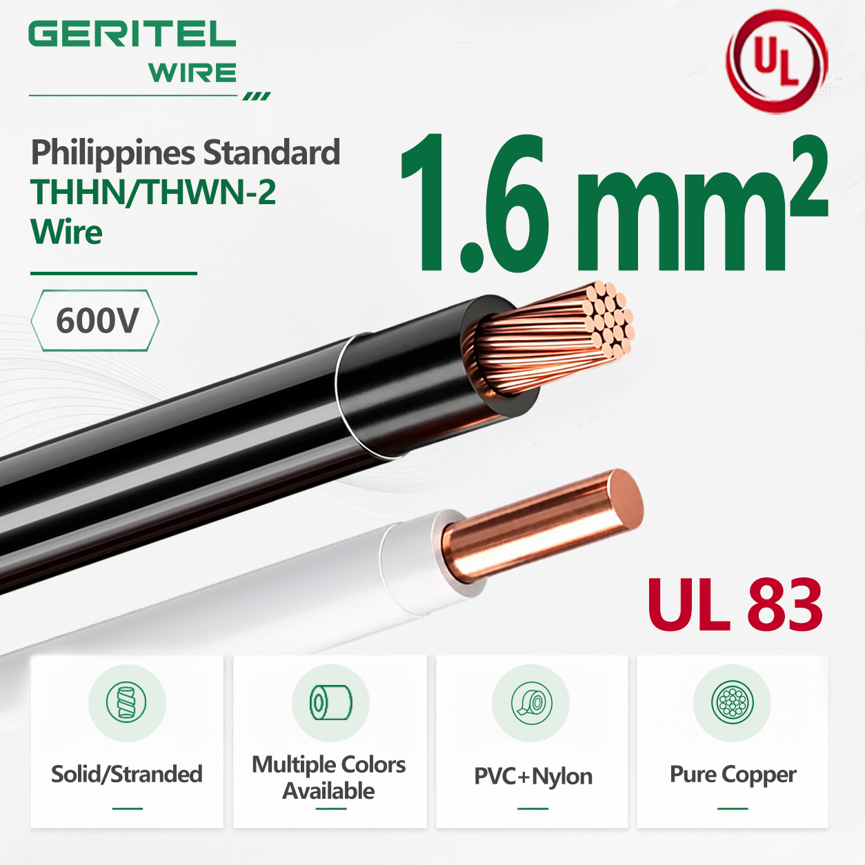 1.6MM² THHN/THWN-2 COPPER BUILDING WIRE FOR ELECTRICAL PERMIT PHILIPPINES